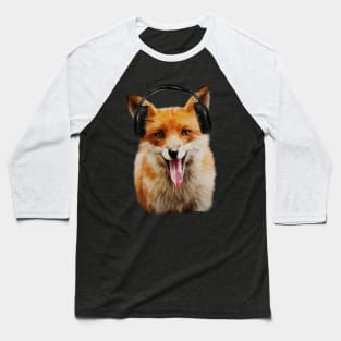 Fox listening to Music, Love Foxes Baseball T-Shirt